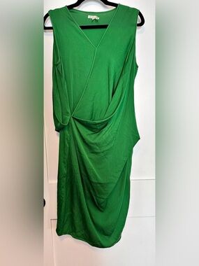 Leon Max Draped Midi Dress in Green Size 10 Like New